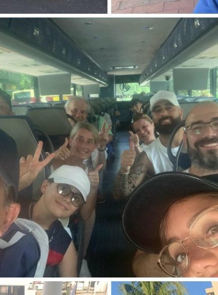 Happy group inside the bus